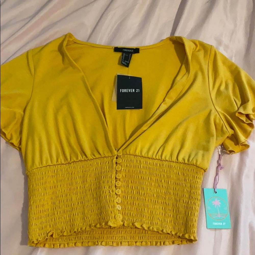 cinched waist mustard yellow blouse